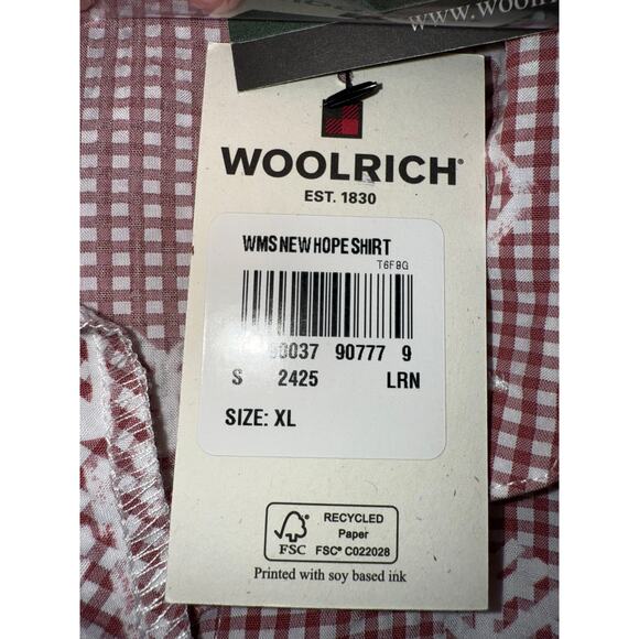 Woolrich Western Gingham Quilt Button Down Short Sleeve Shirt NWT Womens XL - Picture 6 of 6